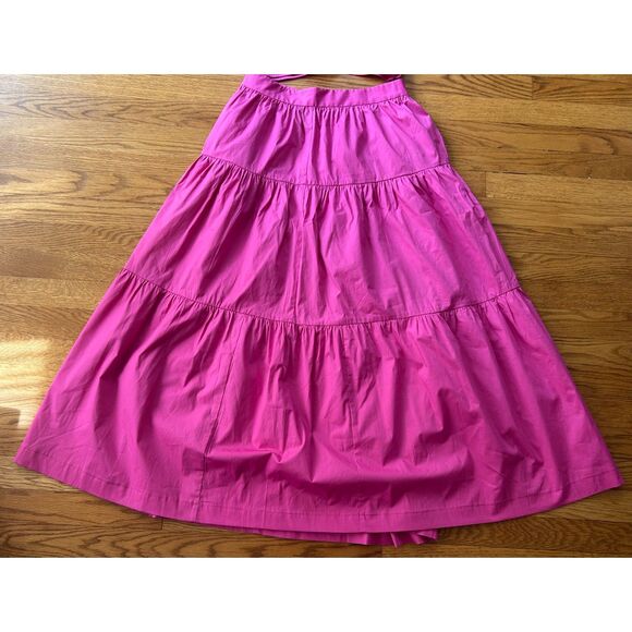 STAUD Women's Sea Skirt Peony Pink Poplin Smocked Kai Top Size 6 - Picture 7 of 7